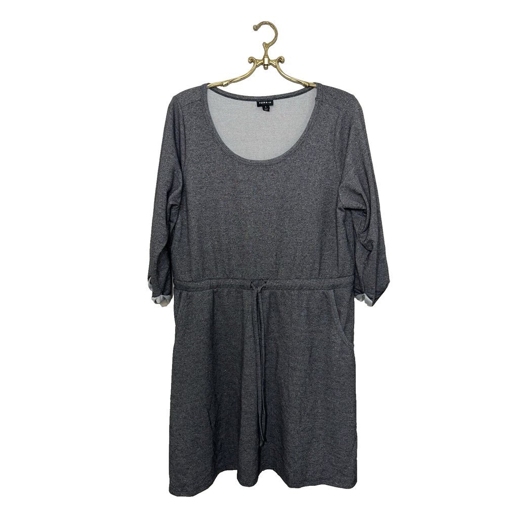 Torrid Womens Plus Size 1 XL Sweatshirt Skater Dress Tie Waist Athletic‎ Stretch